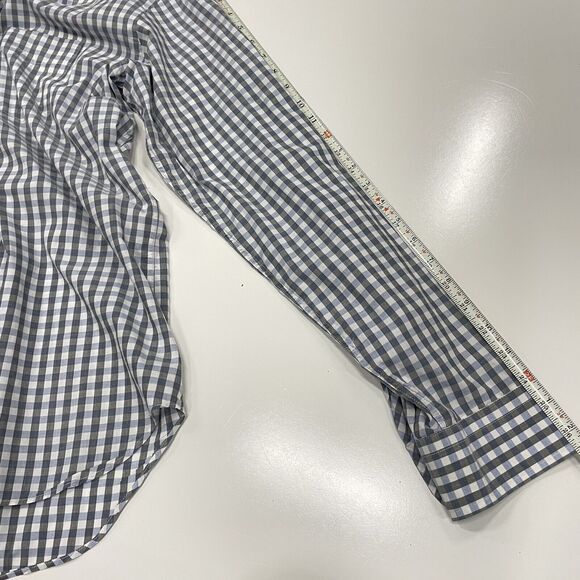 Billy Reid Men's Dress Shirt Italy Blue Gray Check Button Up Plaid Size XXL - Picture 5 of 7